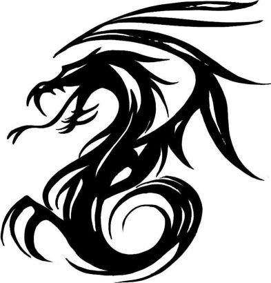 Black Tribal Dragon Tattoo